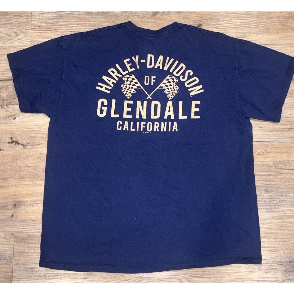 Harley Davidson Glendale California Navy Biker Graphic T-Shirt Motorcycle Men XL
